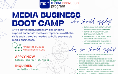 Call for Applications: Media Business Bootcamp to Equip Next-Generation Media Entrepreneurs in Nigeria